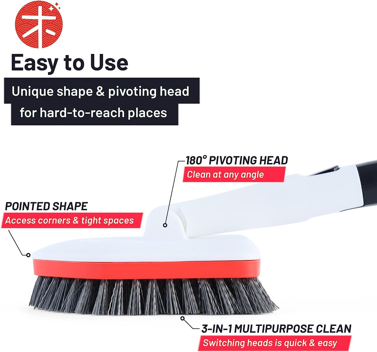 Shower Scrubber 3 in 1 Extendable Long Handle 58" Cleaning Brush