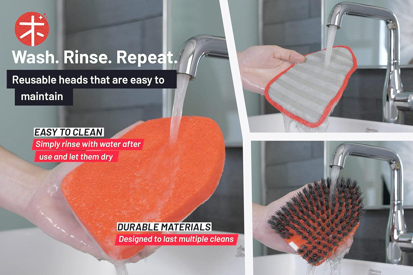 Shower Scrubber 3 in 1 Extendable Long Handle 58" Cleaning Brush